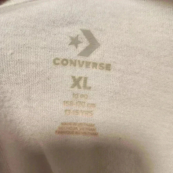 Converse Pullover Graphic Tee Womens XL White/Pink Cropped Loose Fit Logo Skater - Picture 3 of 8